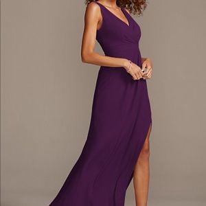 Davids bridal pleated tank stretch crepe dress